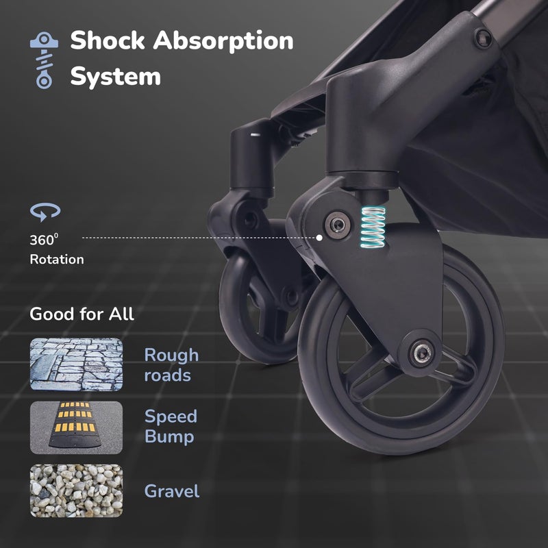 R for Rabbit Street Smart Ace Auto Fold Baby Stroller - Image 4