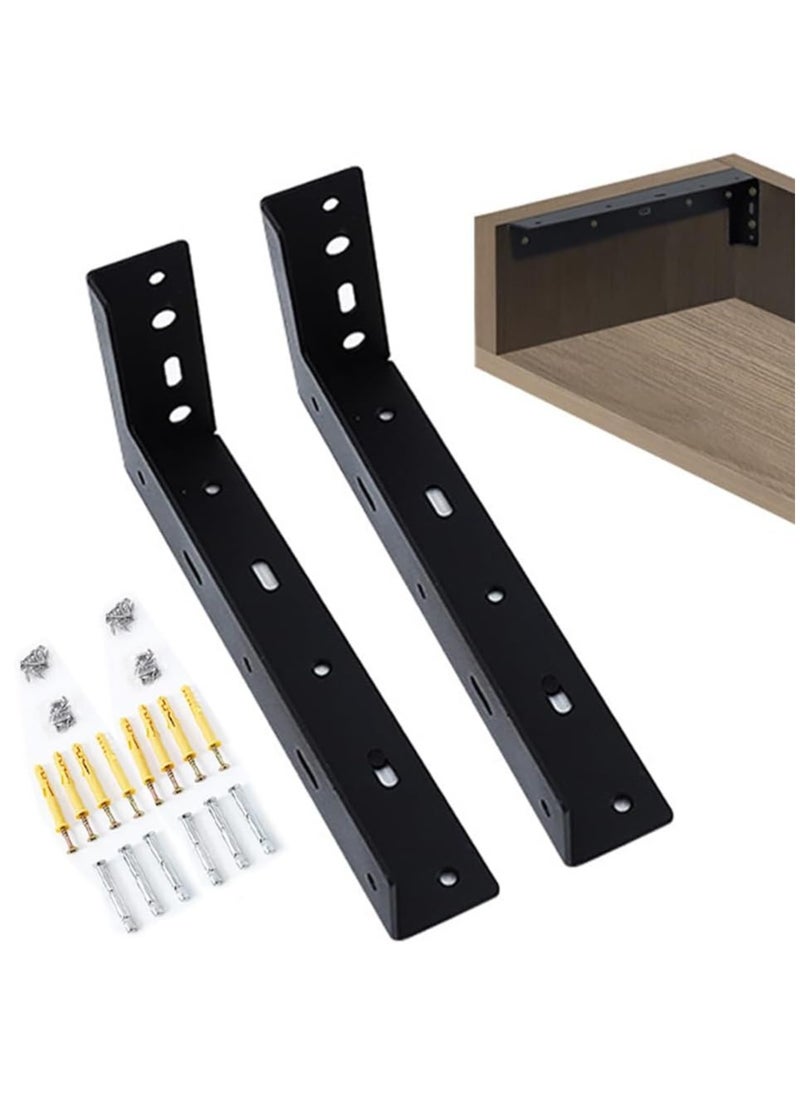 Rubik Shelf Brackets 17 inch - 2pcs Hidden Suspended Wall Mounted Heavy Duty Corner Brace Joint Right Angle L Shaped Bracket for Table Bench Countertop DIY - Black  - Image 1