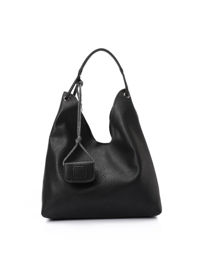 Mr.joe Mr Joe Black Faux Leather Hobo Bag with Two Pouches Shoulder Bag for Women -4138  - Image 1