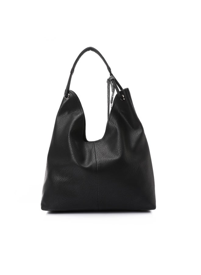 Mr.joe Mr Joe Black Faux Leather Hobo Bag with Two Pouches Shoulder Bag for Women -4138  - Image 3