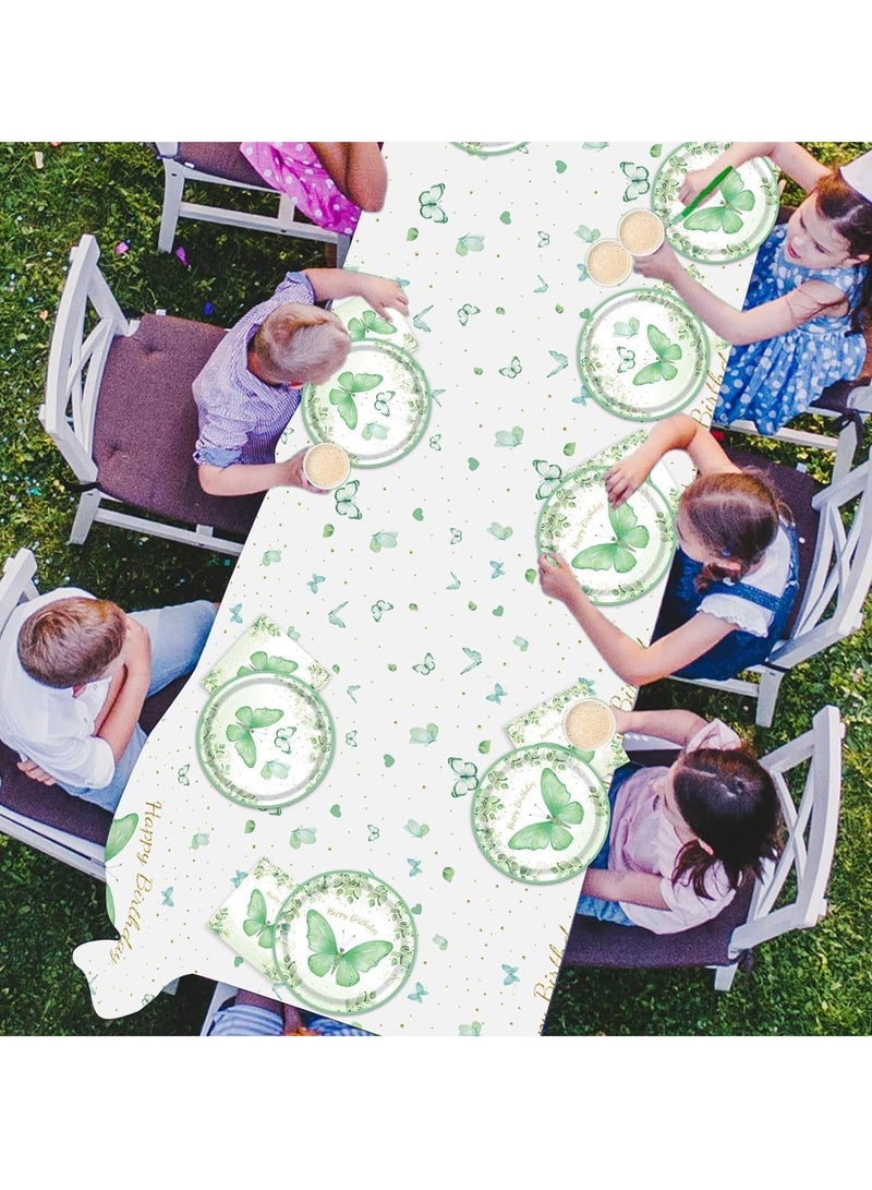 Zikra Party Supplies Set for 20 Guests - Butterfly Themed Includes Plates, Cups, Napkins, Tablecloth, Utensils & Banner, Pastel Butterfly Design for Kids Birthday & Baby Shower - Image 4
