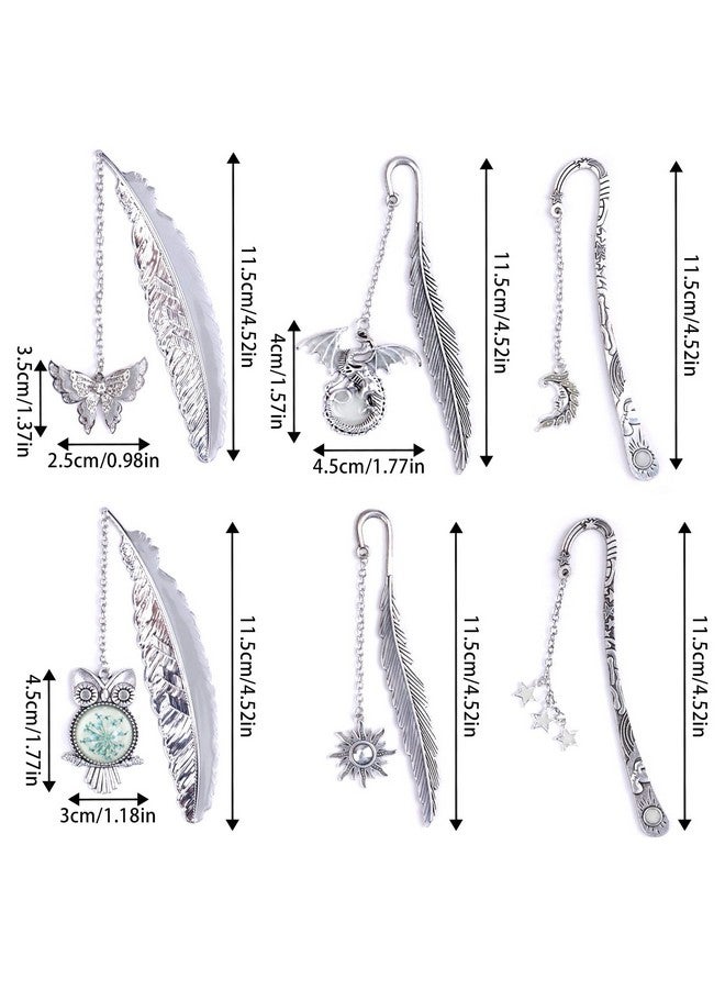 HOSTK 6Pcs Vintage Feather Metal Bookmark, Glow In The Dark 3D Luminous Bookmarks, Unique Bookmarks Cool Bookmarks For Kids Students Gifts Women Men Book Lovers Teachers Reader - Image 2
