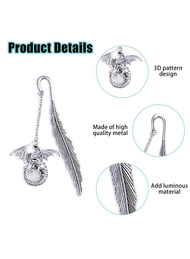 HOSTK 6Pcs Vintage Feather Metal Bookmark, Glow In The Dark 3D Luminous Bookmarks, Unique Bookmarks Cool Bookmarks For Kids Students Gifts Women Men Book Lovers Teachers Reader - Image 3