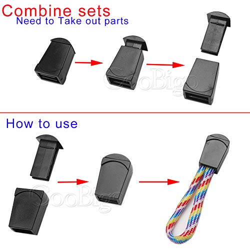 CooBigo 25pcs Zip Clip Buckle Zipper Pulls Cord Rope Ends Lock Black for Paracord FLC135-B - Image 4