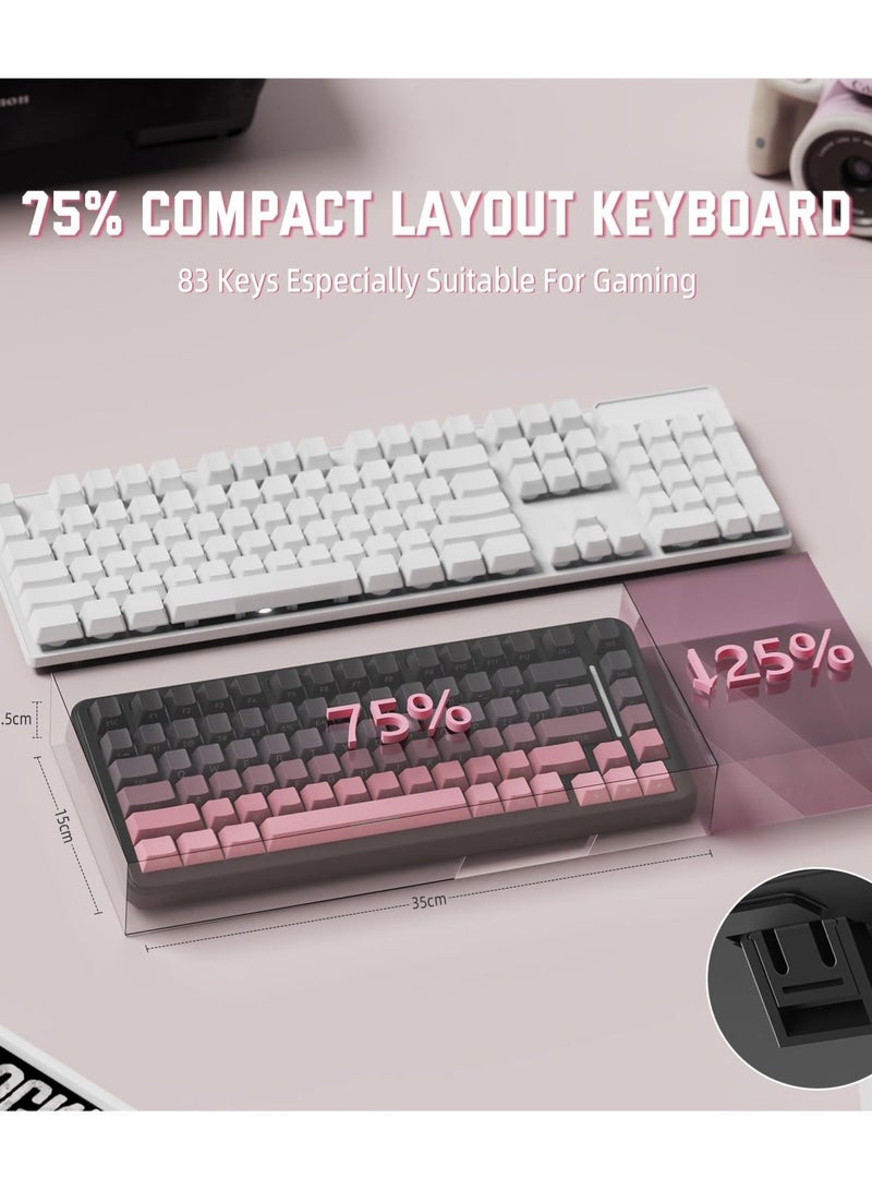 Attack Shark M86 83 Keys Wireless Mechanical Keyboard, 75% Gasket Hot Swappable Custom Keyboard, Side Printed PBT Keycaps, RGB Backlit, Pre-lubed Switches, BT/2.4GHz/ Wired Mechanical Gaming Keyboard - Image 4