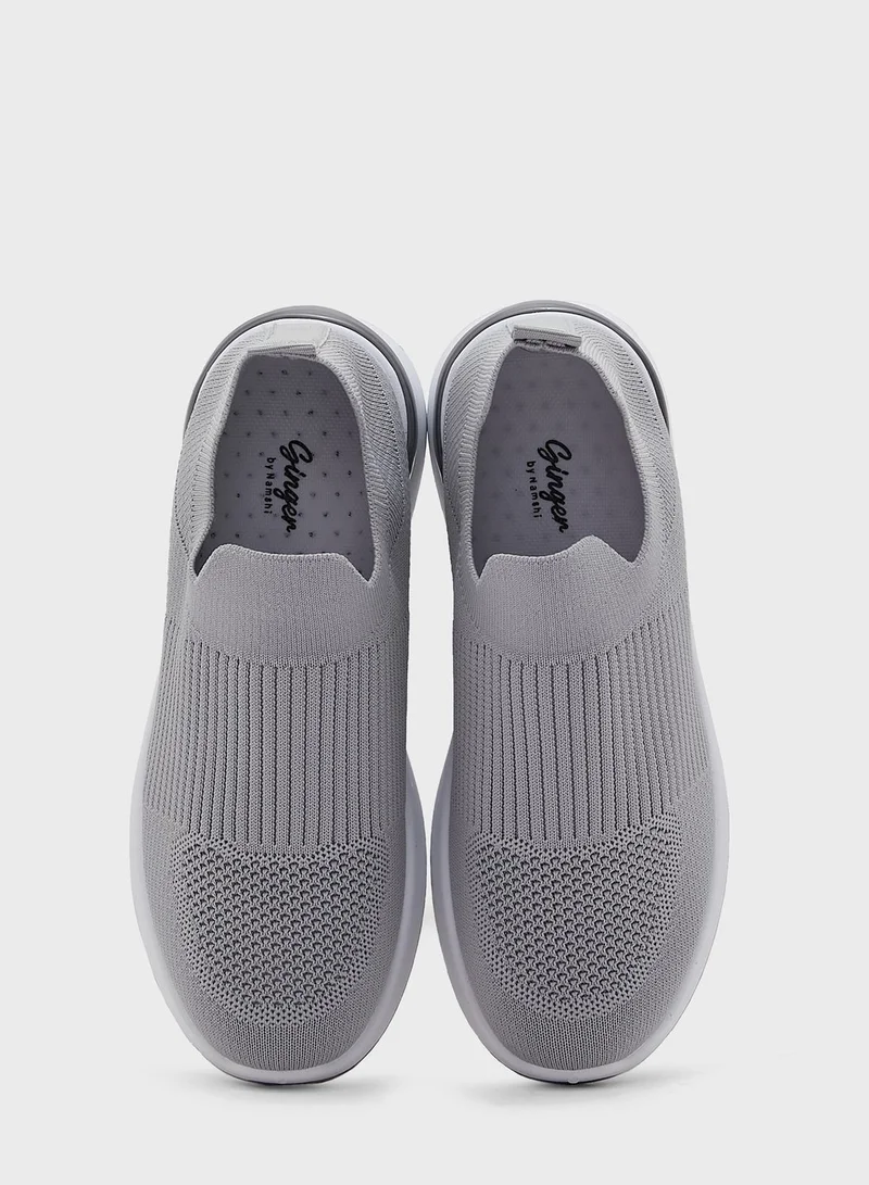 Ginger Knit Ribbed Pull On Comfort Shoe