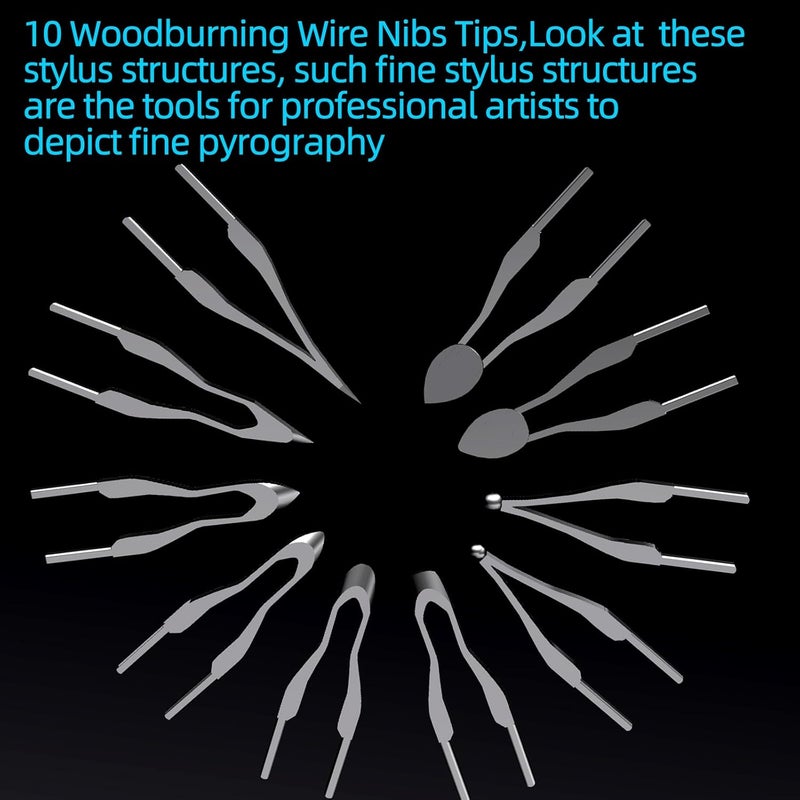 FIRElood Polished safe edge Wood Burning Kit,Wood Burning Tips Wood Burner tip,Burning Tool Wood Burning High impedance Nickel-Chromium Wire Pen tip Wood Burning Tool Pen tip can Replace (Pen tips-1-10 Kinds) Low wear optimized design - Image 3