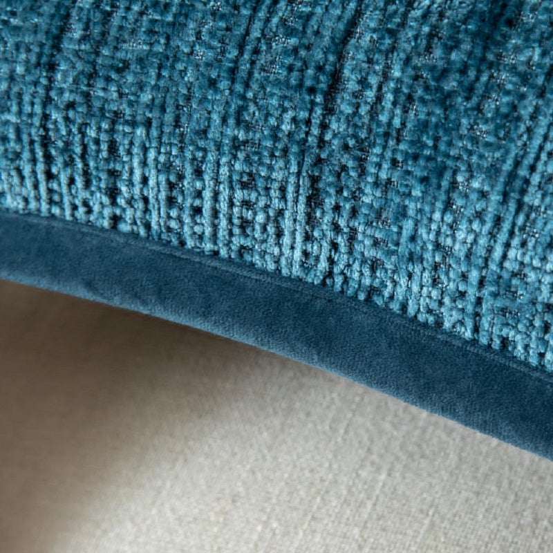 Yaertun Pack of 2 Chenille Textured Decorative Throw Pillow Covers Accent Solid Cushion Cover Soft Cozy Pillow Case with Velvet Back for Couch Sofa Bed Living Room 24x24 Inch Blue - Image 3