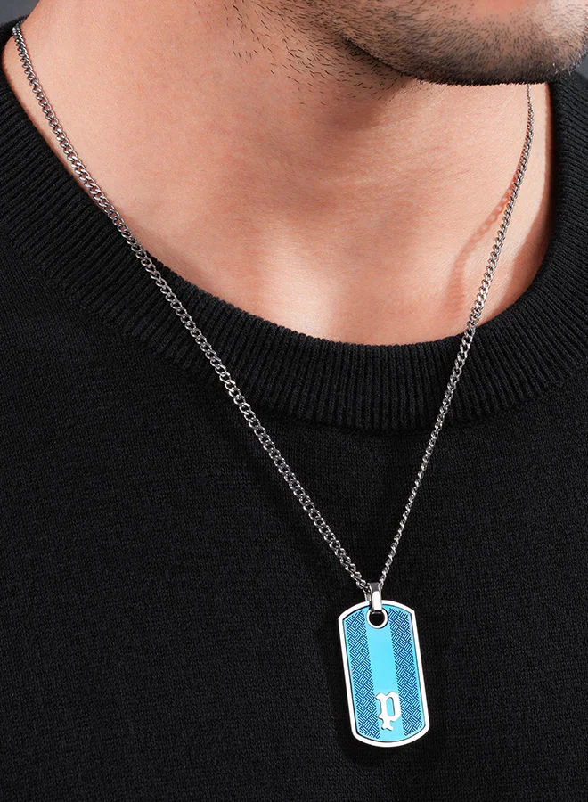 POLICE Hang Stainless Steel Gents Necklace With Blue Plating InlayPEAGN0032802