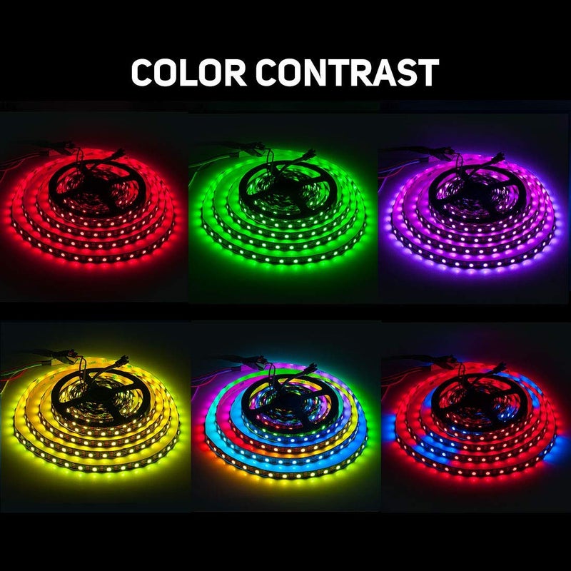 Generic SEZO WS2812B LED Strip Light 3.3FT/1M 60LEDs/m Individually Addressable Programmable 5050SMD Digital RGB Alloy Wires Flexible Dream Color IP30 Non-Waterproof PCB Black DC5V  - Image 2