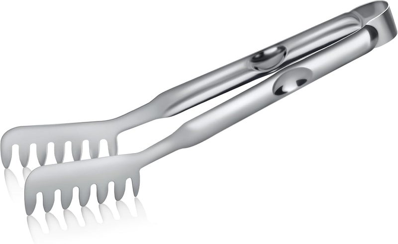 Pleafind 11.4 Inch Pasta Tong, Pasta Tongs with Fluted Handles, Stainless Steel Pasta Tongs, Comfortable and Easy to Grip, Kitchen Pasta Clip,Spaghetti clips for pasta cooking & grilling & baking - Image 1