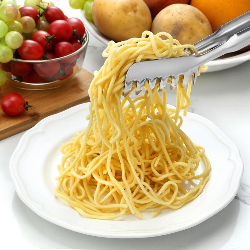 Pleafind 11.4 Inch Pasta Tong, Pasta Tongs with Fluted Handles, Stainless Steel Pasta Tongs, Comfortable and Easy to Grip, Kitchen Pasta Clip,Spaghetti clips for pasta cooking & grilling & baking - Image 4