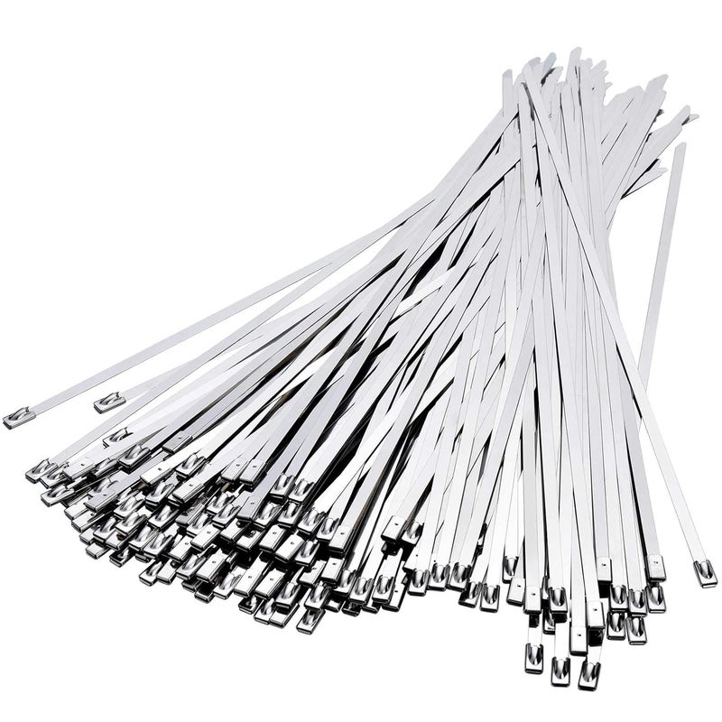 MADHYA Metal Cable Zip Ties Heavy Duty 7.8 Inch, Premium Stainless Steel Multi-purpose Self-locking Cable Ties Suitable in machinery, vehicles, farms, pipes, roofs,cables, Outdoor binding, 50 Pcs - Image 1