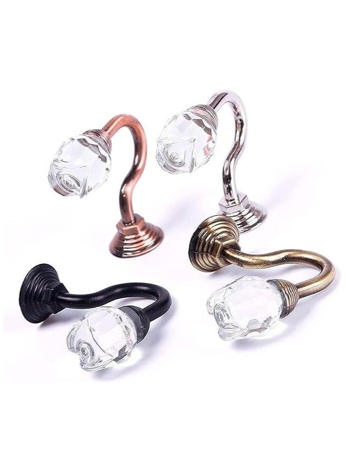 Zeenah Furniture 2 Pieces Clear Crystal Rose Flower Wall Mounted Curtain Holdbacks Hooks Tassel Curtain Hook - Image 2