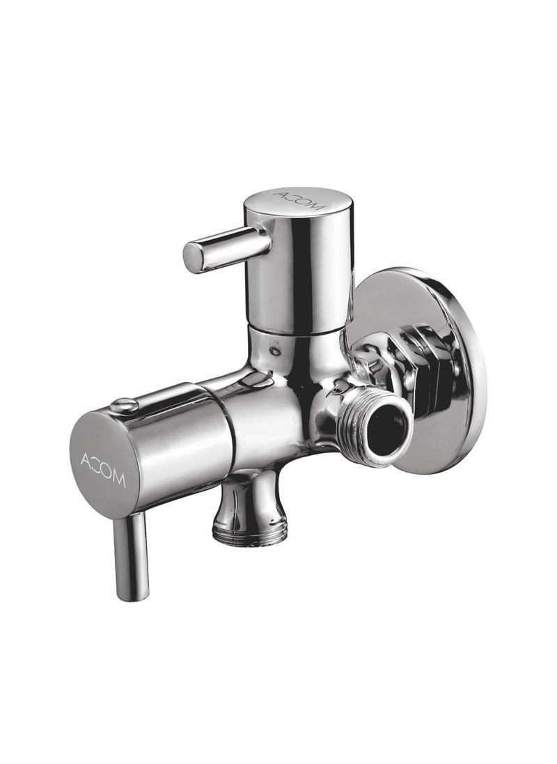 Moca Premium Bath Fittings - MOCA Turbo Series 2Way Angle Valve Chrome Plated Brass Dual Control - Image 1