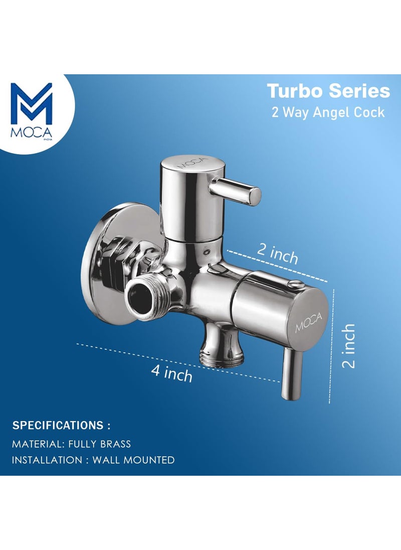 Moca Premium Bath Fittings - MOCA Turbo Series 2Way Angle Valve Chrome Plated Brass Dual Control - Image 1