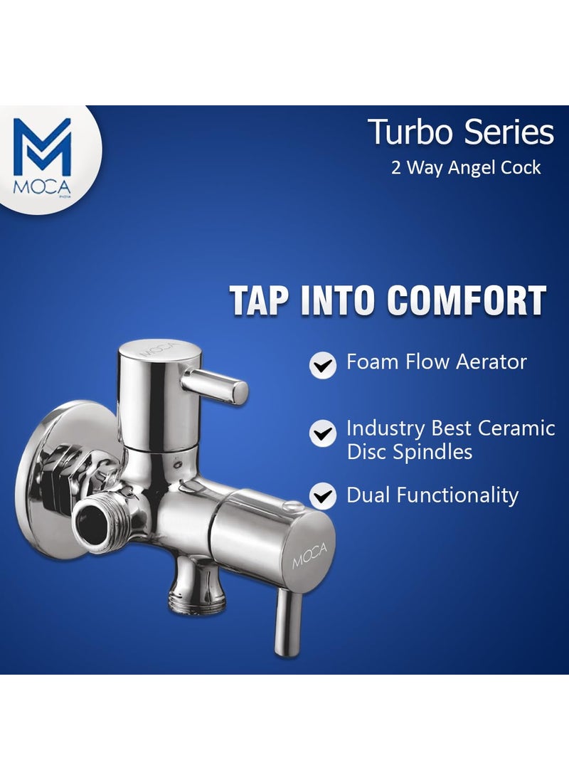 Moca Premium Bath Fittings - MOCA Turbo Series 2Way Angle Valve Chrome Plated Brass Dual Control - Image 1