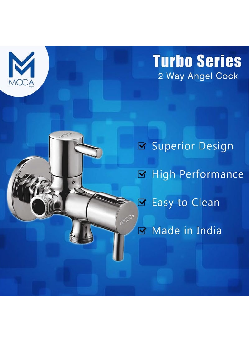 Moca Premium Bath Fittings - MOCA Turbo Series 2Way Angle Valve Chrome Plated Brass Dual Control - Image 1