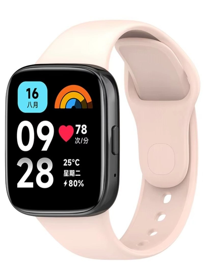 Generic Silicone Strap Compatible with Redmi Watch3 Lite/Redmi Watch 3 Active (Not Redmi Watch 3), Replacement Watch Strap, Quick Change Wristband (Light Pink) 