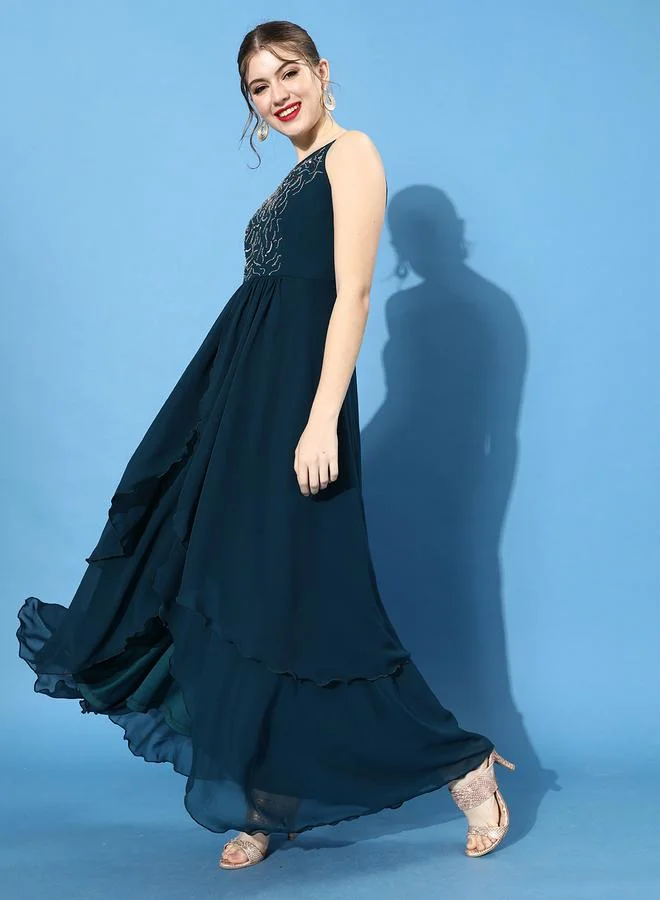 Miss Chase Miss Chase Emerald Green Strappy Maxi Dress