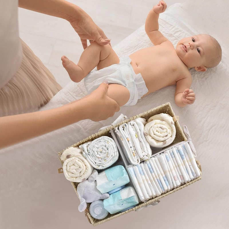 HBlife Diaper Caddy Organizer Large HandWoven Storage Basket for Diapers Baby Essentials Elegant Curved Design Ideal Gift for Baby Shower Registry MustHave - Image 5