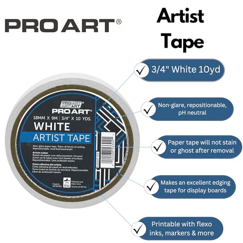 Pro Art White Artist Tape, 3/4-Inch X 10 Yards - Image 2