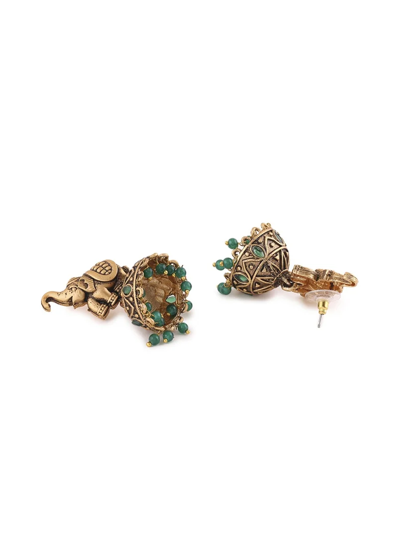 Priyaasi Artificial Stones-Studded  Beaded Jhumkas