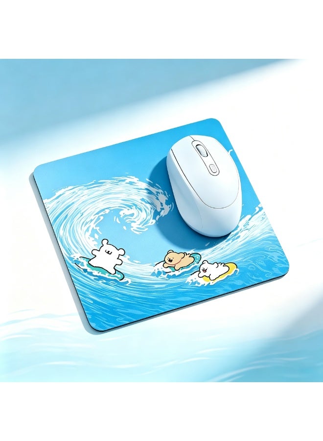 Dual‑Mode Rechargeable Bluetooth Wireless Mouse Adjustable DPI Silent Click Type‑C Fast Charging 5‑Color Portable Mouse + Summer Cartoon Mousepad 300x250mm, Non‑Slip Smooth Desk Mat, Compatible with Laptop Tablet Phone Desktop Windows iOS Android - Image 1
