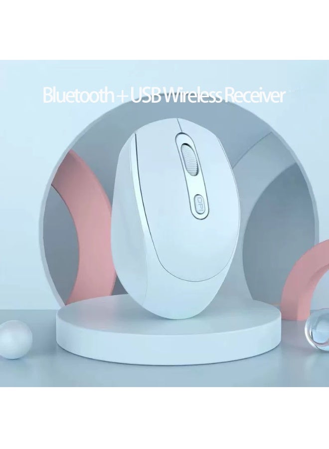 Dual‑Mode Rechargeable Bluetooth Wireless Mouse Adjustable DPI Silent Click Type‑C Fast Charging 5‑Color Portable Mouse + Summer Cartoon Mousepad 300x250mm, Non‑Slip Smooth Desk Mat, Compatible with Laptop Tablet Phone Desktop Windows iOS Android - Image 2