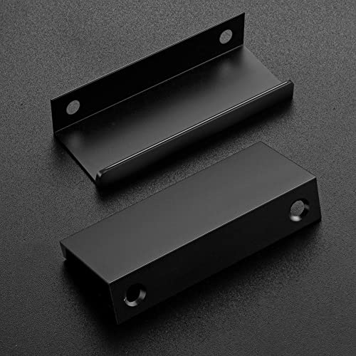 HomeExpert Home Expert 6 Pack Finger Pulls for Cabinets - 64mm/2.5in Hole Center Black Handles - Edge Pulls, Concealed Tab Pulls for Kitchen Drawer - Image 2