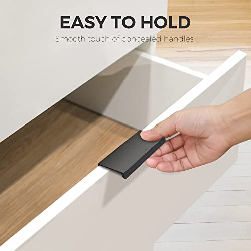HomeExpert Home Expert 6 Pack Finger Pulls for Cabinets - 64mm/2.5in Hole Center Black Handles - Edge Pulls, Concealed Tab Pulls for Kitchen Drawer - Image 4