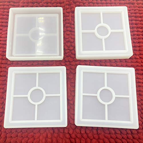 LGEGE 4 Pcs Silicone Coaster Molds, Square Epoxy Casting Molds for Casting with Resin, Concrete, Cement and Polymer Clay, DIY Home Decoration(Square) - Image 2