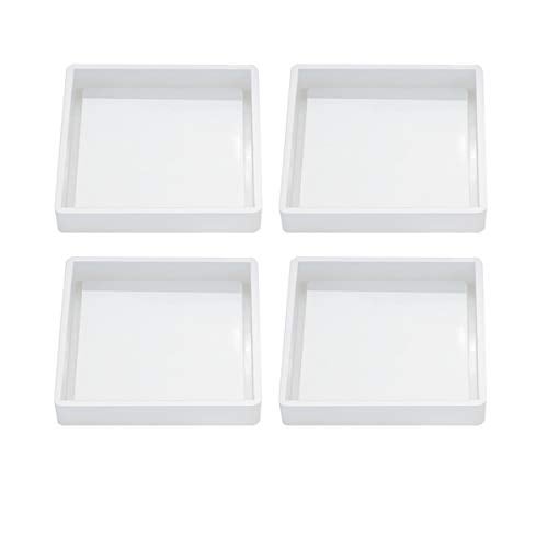 LGEGE 4 Pcs Silicone Coaster Molds, Square Epoxy Casting Molds for Casting with Resin, Concrete, Cement and Polymer Clay, DIY Home Decoration(Square) - Image 1