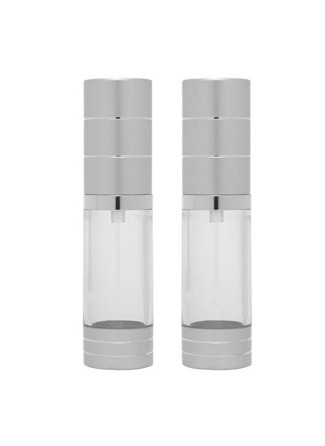 Devinez - Devinez Refillable Airless Pump Bottle, 30ml (Pack of 2) with Matte Silver Finish Lightweight Leak Proof and Shockproof for Homemade Beauty Products, Makeup Foundations and Serums - Image 1
