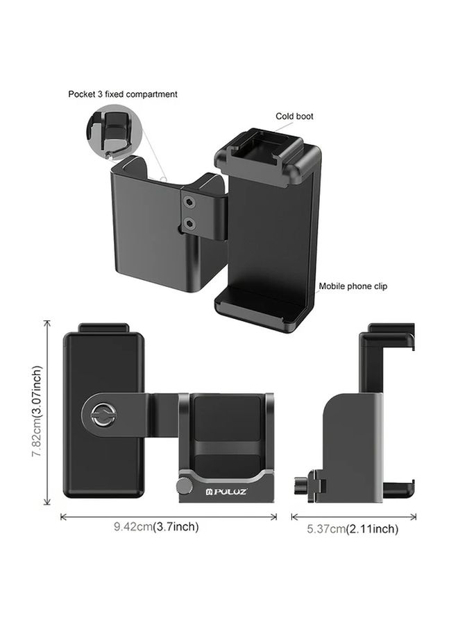 PuluZ Protective Frame Phone Clamp Adapter Bracket For DJI Osmo Pocket 3 Black - Image 2