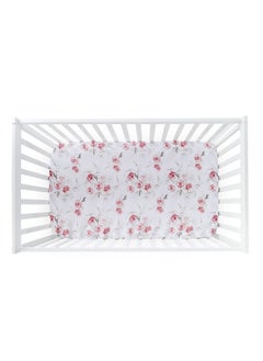 NINI Nini Baby Cot/Crib Fitted Sheet, Blush Rose, 100% Cotton Muslin, Soft & Breathable, Includes 1 Fitted Sheet, Size Up to 70x140 cm  - Image 1