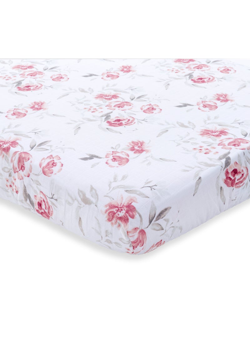 NINI Nini Baby Cot/Crib Fitted Sheet, Blush Rose, 100% Cotton Muslin, Soft & Breathable, Includes 1 Fitted Sheet, Size Up to 70x140 cm  - Image 4