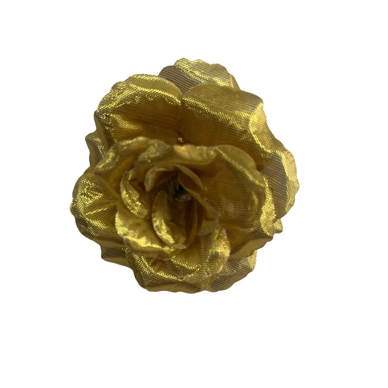 Corkwaw 25 Pcs 3 inch Artificial Rose Flower Heads Silk Rose Head Flowers Wedding Party Home Garden Decoration DIY Craft Gift Box Decoration (Gold) - Image 3