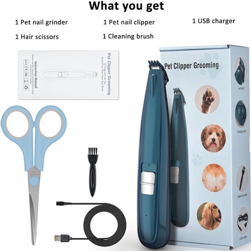 Pet Dog Hair Clipper Paw Hair Trimmer with LED Light Rechargeable Handheld Electric Grooming Tool - Image 3