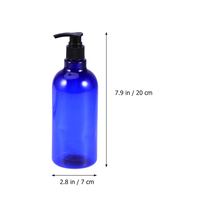 2pcs 500ml Screw Pump Bottles Essential Oil Liquid Makeup Atomizer Dispenser Refillable Bottles (Blue Bottle and Black Pump) - Image 2