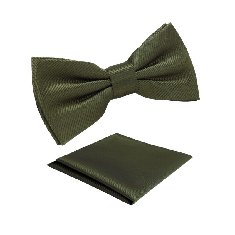 fortunatever Boys Solid Pre-tied Bow Ties,Olive Green Adjustable Tuxedo Bowtie For Boy With Multiple Colors+Pocket Square (11''-19'') - Image 5
