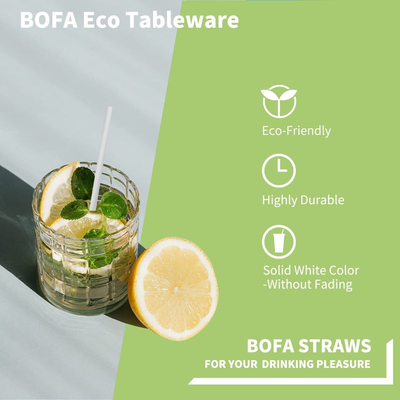 BOFA Eco Tableware 100 Pack White Paper Straws  7.75"" Disposable Pure White Paper Straws  Solid White Straws Perfect for A Dream Wedding Party Cocktail Suppliers - Image 3