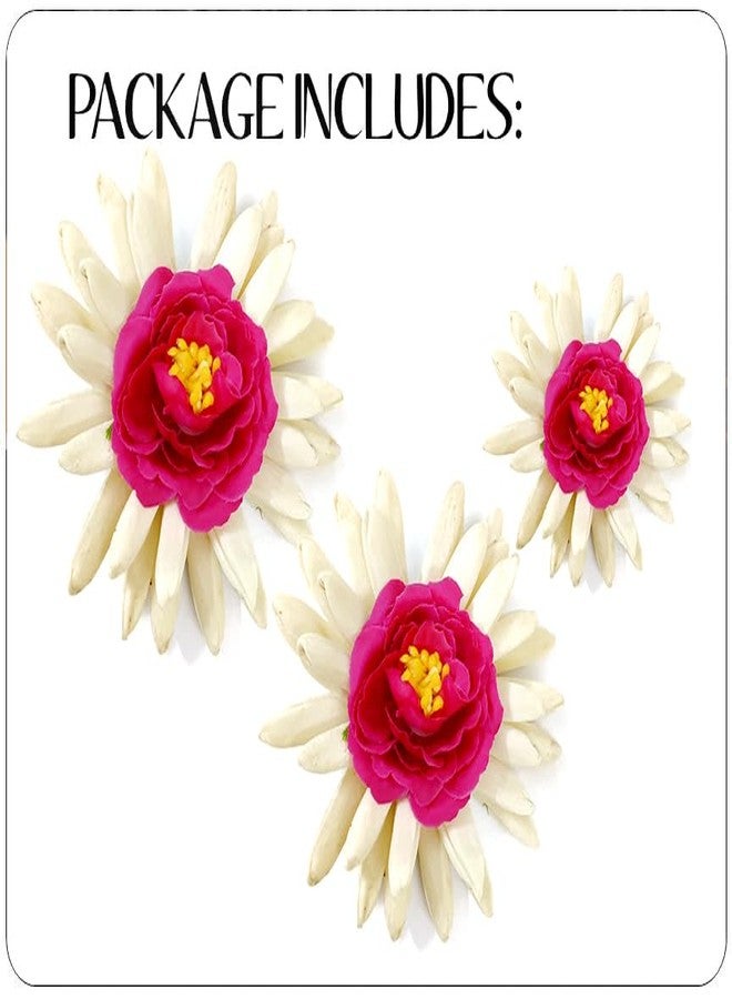 Ansh Artificial Plastic Rose Flower with Rounded Mogra Floral Design Hairpin/Hair Clip/Judabun | Hair Accessories for Women & Girls - Dark Pink, 2247, Combo of 3 - Image 5