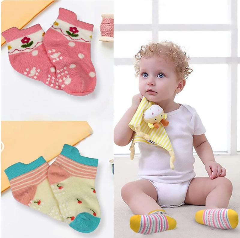Tphon Non Slip Kids Toddler Socks with Grippers Baby 12 Pairs Anti Skid Socks for Boys Girls for 1-3 Year Children - Image 2