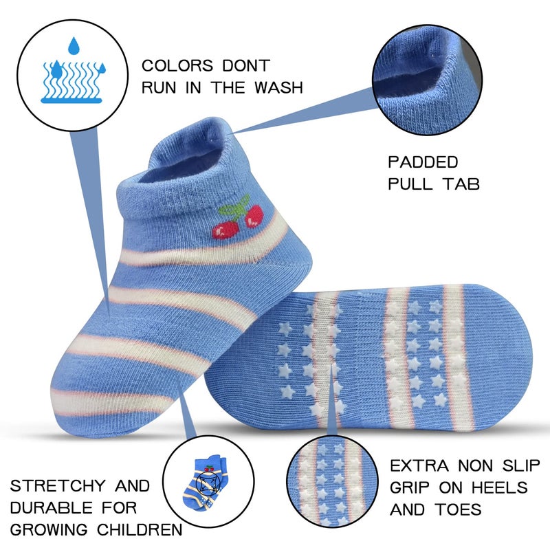 Tphon Non Slip Kids Toddler Socks with Grippers Baby 12 Pairs Anti Skid Socks for Boys Girls for 1-3 Year Children - Image 4