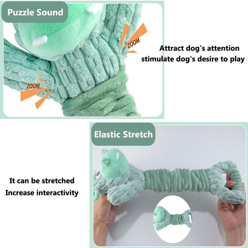 Large Squeaky Dog Toy - Mint Green River Horse with Crinkle Paper - Image 2