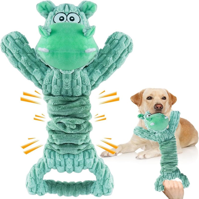 Large Squeaky Dog Toy - Mint Green River Horse with Crinkle Paper - Image 1