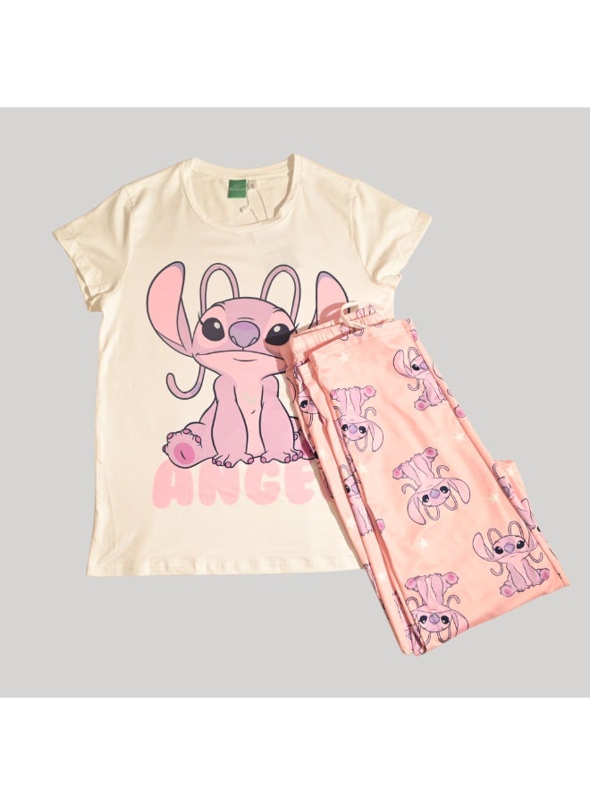 LILO & STITCH WOMENS SHORT SLEEVE PAJAMA SETS , SILKY POLYESTER - Image 1