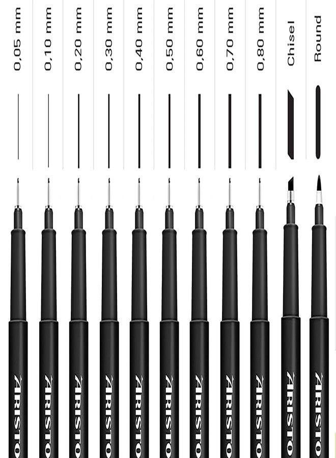 Aristo Precision Pigment Liners Fineliner Set 6 Fine Tip Drawing Pens for Artists Waterproof Archival Black Ink Ideal for Illustrations Sketching Technical Drawing - Image 4