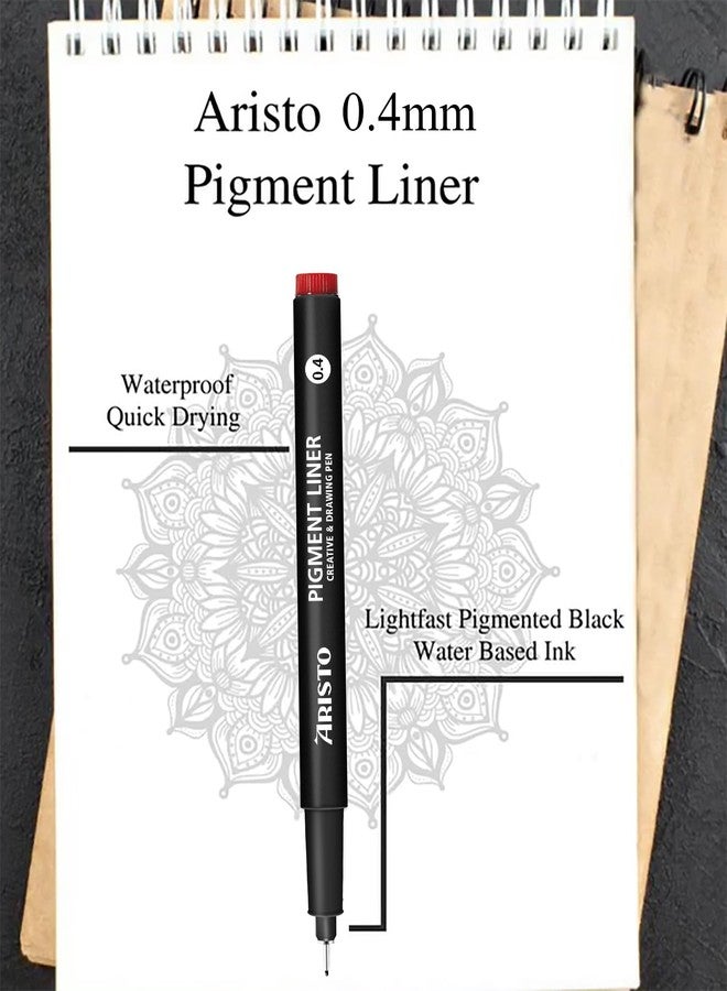 Aristo Precision Pigment Liners Fineliner Set 6 Fine Tip Drawing Pens for Artists Waterproof Archival Black Ink Ideal for Illustrations Sketching Technical Drawing - Image 3